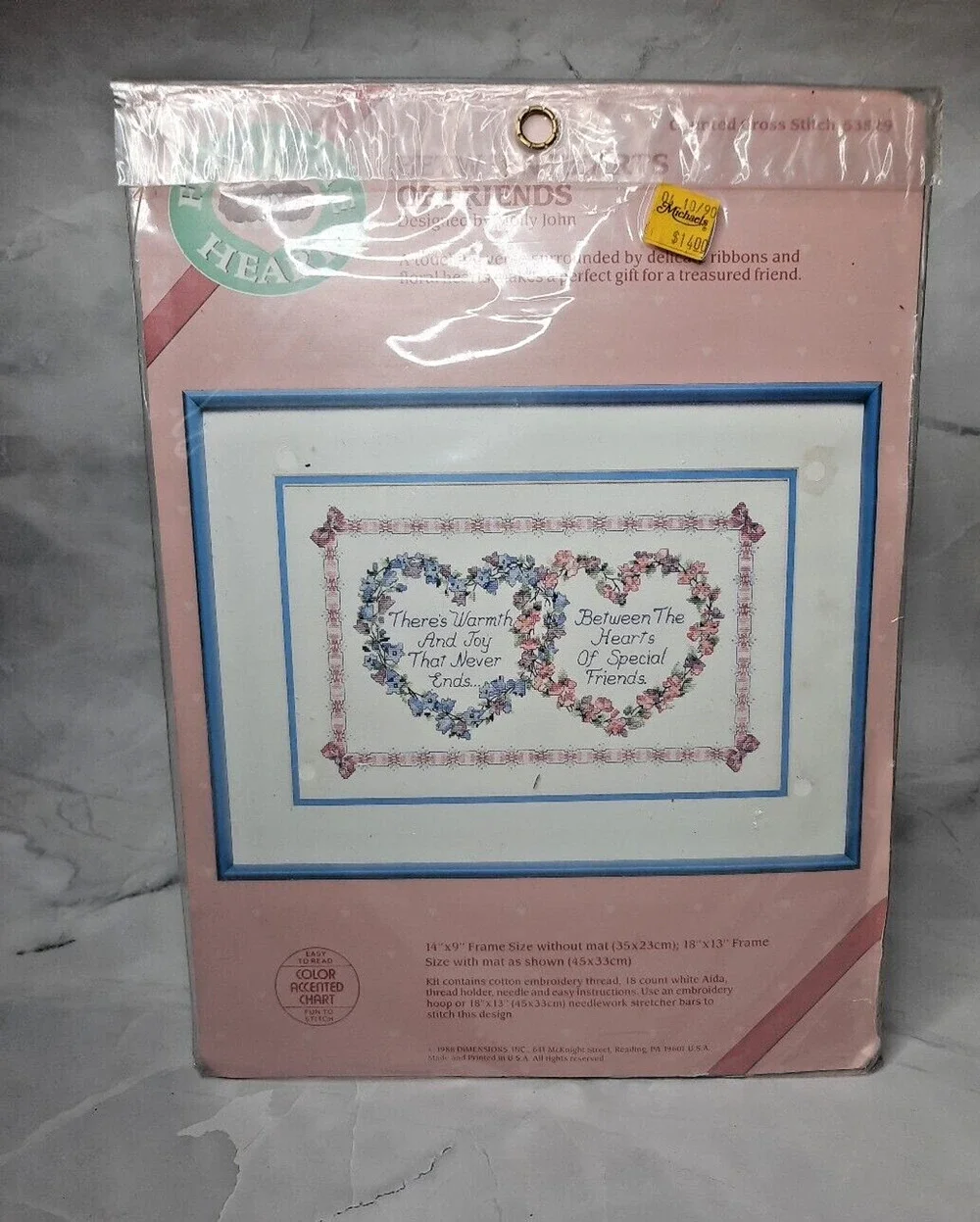Dimensions From The Heart Counted Cross Stitch Kit Between Hearts of Friends